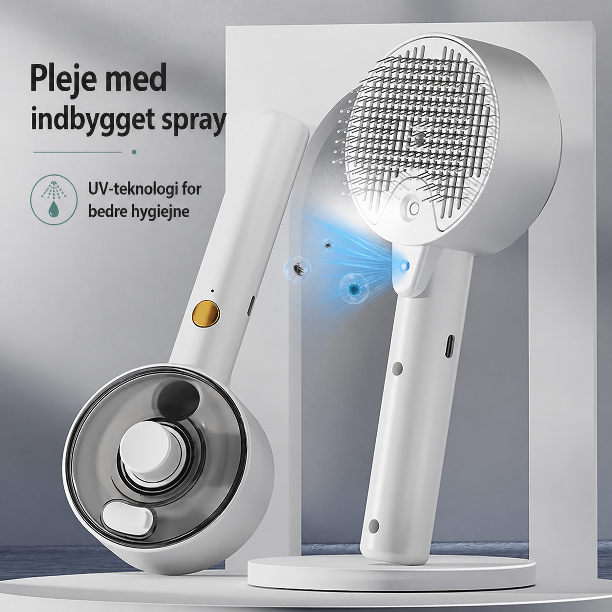 Smart kæledyrs børste med spray og UV – hvid